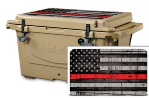 Vinyl Cooler Wrap fits Cabela's Polar Cap 60 | Decal Skin LID - USA Red Line - Picture 1 of 6