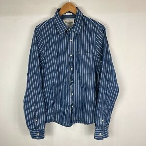 Abercrombie & Fitch Mens Button Up Shirt Size Large Blue Slim Long Sleeve 80.06