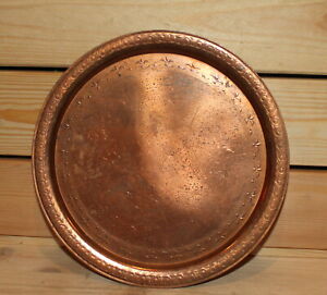 Vintage floral copper serving tray