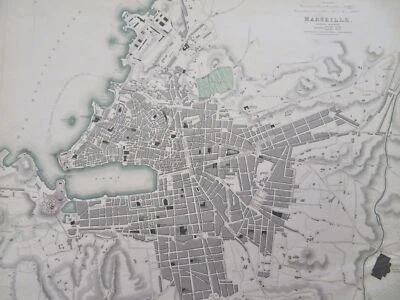 Marseilles Southern France Harbor c. 1840 SDUK Detailed City Plan Map - Image 1 of 4