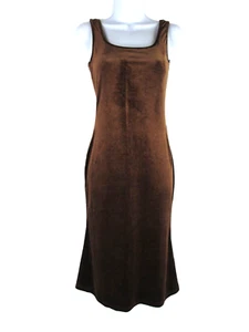 Commense Midi Dress Women S Brown Velvet Sleeveless R26 - Picture 1 of 11