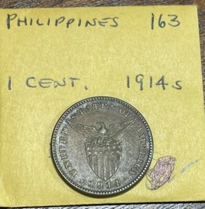1914 s US Philippine One Centavo Coin - Picture 1 of 6
