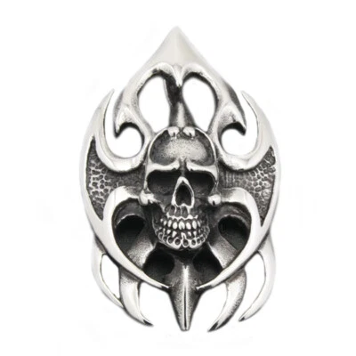 Ciondoli Teschio Lama Tatuaggio Tribale Acciaio Inox Rock Punk Gioielli 6H001D - Immagine 1 di 4