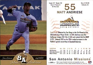 Matt Andriese 2013 Grandstand San Antonio Missions RC *AutographDen* - Picture 1 of 1