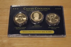 Calvin Coolidge Presidential 3 Coin Set First Day of Issue Proof Uncirculated - Picture 1 of 2