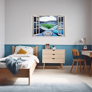 3D Fake Window Manchester City Football Stadium Wall Art Vinyl Sticker Decal - Picture 1 of 4