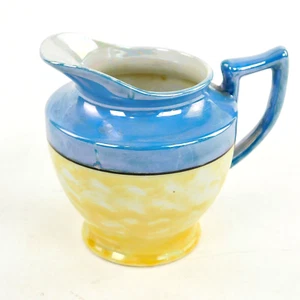 Lusterware Japanese Tea Set Creamer Yellow Blue 4" tall Vintage - Picture 1 of 7