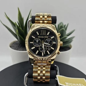 Michael Kors MK8286 Lexington Men's Watch Gold Bracelet Black Dial Gold Case - Picture 1 of 7