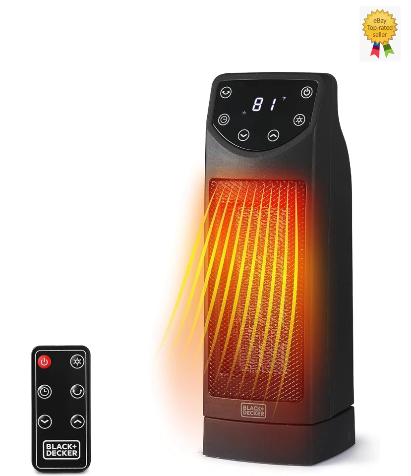 BLACK+DECKER Oscillating Portable Space Heater Ceramic Remote Control 1500W - Image 1 of 4