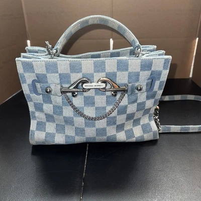 Cartera de mezclilla a cuadros Lou para mujer Rebecca Minkoff con correa desmontable Foto 1 de 4