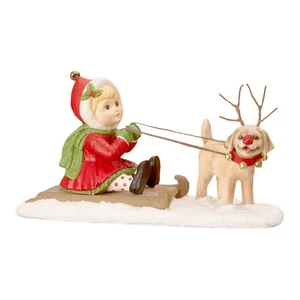 Bethany Lowe Christmas Clare with Puppy Wears Collar w Bells Figurine TD4192 - Picture 1 of 3