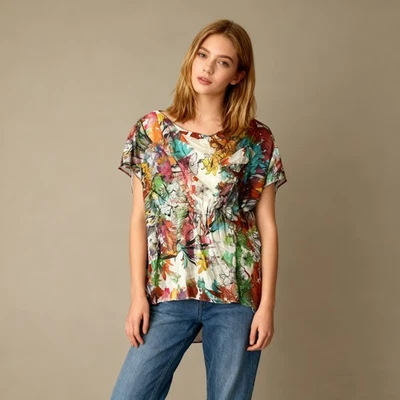 Blusa Top Drapeada Estampado Floral Multicolor Diesel Talla Grande XXS Mujer NUEVA SIN ETIQUETAS Foto 1 de 4