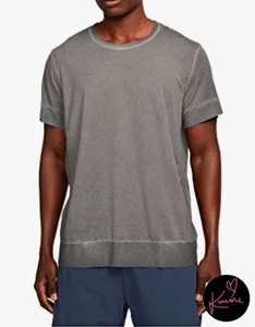 Nike Yoga Dri-FIT Men's Short Sleeve Crew Neck Tee Large Relaxed Fit Iron Grey - Picture 1 of 8