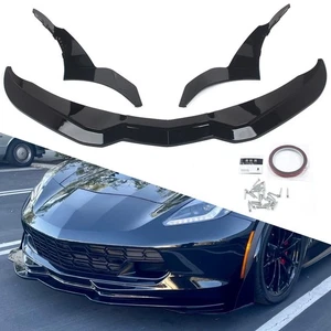 Front Lip Splitter/Side Winglet For Corvette C7 Z06 Stage 2014-2019 Glossy Black - Bild 1 von 13