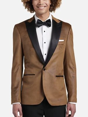 Egara Men's Slim Fit Velvet Dinner Jacket 36 Short NWT Brown Black Peak Lapel S - Image 1 of 4
