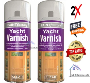 2 x Klar Yachtlack Spraydose Außen Innen Wasserdicht Allzweck 250ML - Bild 1 von 1