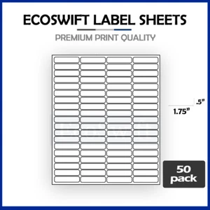 4000 1.75x0.5 EcoSwift Laser Address Shipping Mailing Labels 80/sheet 1 3/4 x1/2 - Picture 1 of 5
