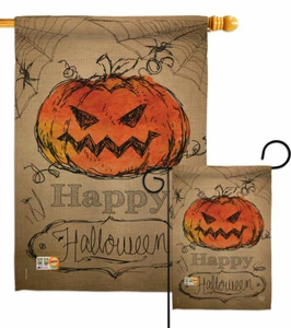 Happy Halloween Garden Flag Fall Decorative Small Gift Yard House Banner - Picture 1 of 17