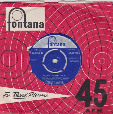 Johnny Mathis ‎– The Best Of Everything (Fontana 1959) 7" vinyl single VG/VG - Image 1 of 4