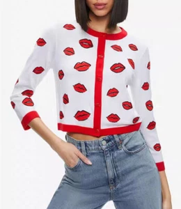 Women Alice + Olivia Wool Round Neck Short Cardigan Top - Picture 1 of 11