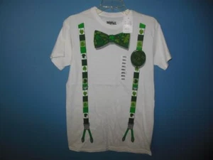 Mens NWT Infinite Ink St Patricks Day Tee Small Suspender&BowTie - Picture 1 of 3