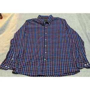 Saddlebred 1888 Washed Poplin Long Sleeve Plaid Blue & Red Men’s XL Very Nice - Picture 1 of 9