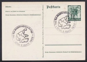GERMANY 1938 USED PROPAGANDA POST CARD WITH SPECIAL CANCELS - Picture 1 of 2