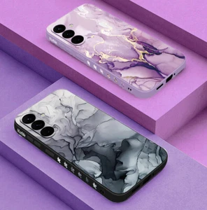 Coque Téléphone pour Samsung Galaxy A17 A16 A54 A55 A56 A05s A15 Silicone Marbre Cover - Photo 1 sur 31