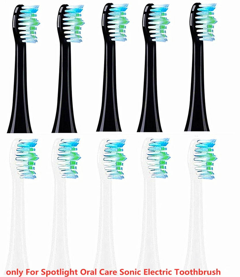 10x Testine Spazzolino per Spotlight Cura Orale Spazzolino Elettrico Sonico (5white5black)