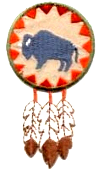 SOUTHWEST-ROUND with buffalo 1 3/4 X 3 1/4 inch iron on patch applique - Image 1 of 1