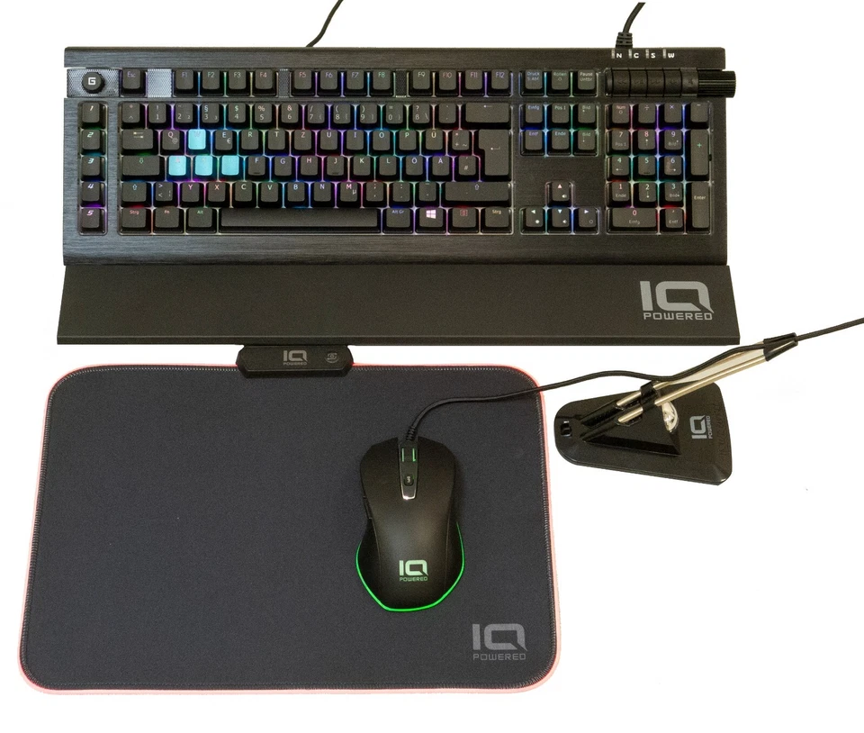 IQ Gaming Mechanical Keyboard + Mouse + Mouse Bungee + Mouse Pad Set - Bild 1 von 1