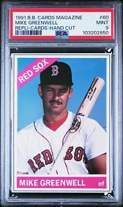 PSA 9 MINT 1991 BB CARDS MAGAZINE REPLI-CARDS MIKE GREENWELL #60 RED SOX B186 - Picture 1 of 2