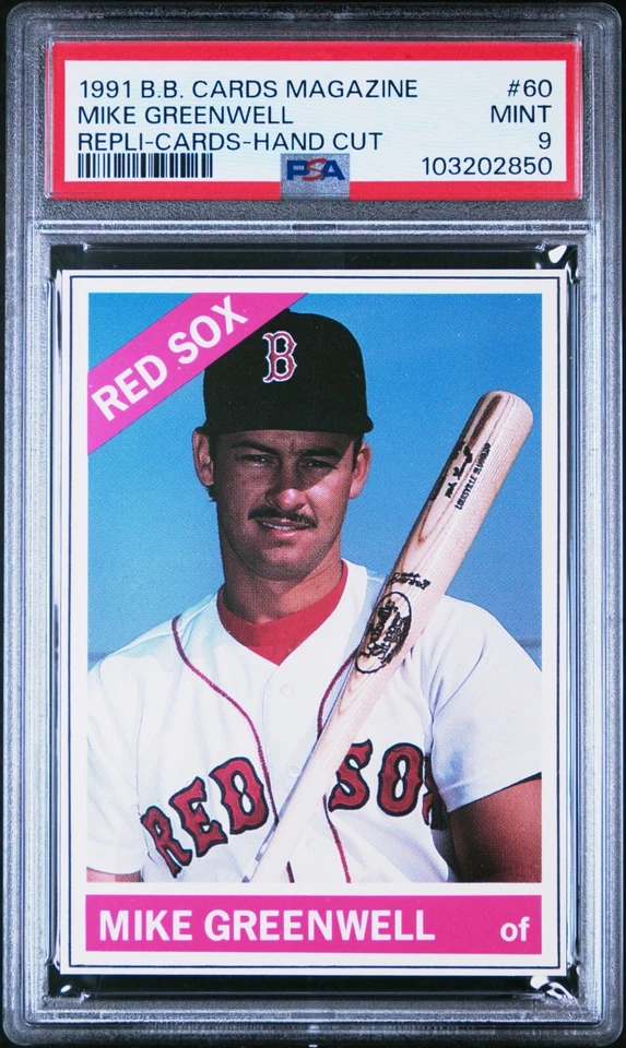 PSA 9 COMO NUEVO 1991 BB CARDS REVISTA RÉPLICA TARJETAS MIKE GREENWELL #60 RED SOX B186 Foto 1 de 2