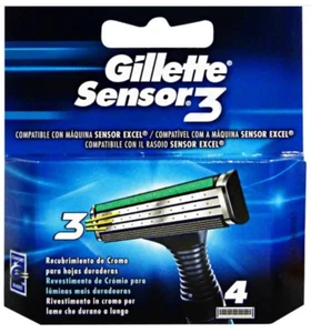 Pack 4 Lames GILLETTE SENSOR 3 Recharge Rasoir Lot Sensor3 New Original Vintage - Imagen 1 de 2