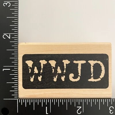 Rubber Stampede WWJD Plate A1848E What Would Jesus Do Wood Mounted Rubber Stamp - Image 1 of 3