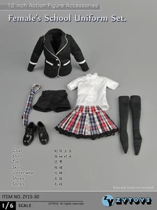 ZYTOYS 1/6 Girl Student Uniform Coat Skirt Shoes Clothes for 12" Figure Model - Picture 1 of 8