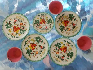 Vintage OHIO ART Tin Litho Tea Set Apple Farm Country 8 Pieces - Picture 1 of 9
