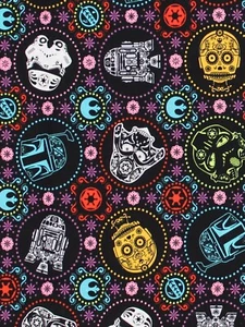 1/2 Yard Star Wars Darth Vader Sugar Skulls Cotton Fabric 18”x42” - Picture 1 of 1