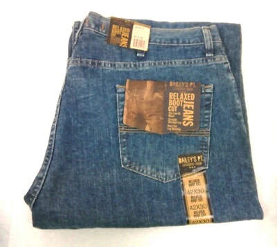 Bailey's Point Relaxed Fit Boot Cut Mens Size 42x30 Denim Greyed Indigo Jeans - Image 1 of 4