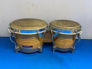 Percussion Plus Wood Bongo Natural Chrome Hardware As picture - Picture 1 of 17