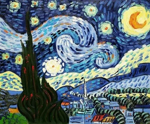 Estirado 20x24 - Noche estrellada de Van Gogh - Pintura al óleo sobre lienzo - (no enmarcado) - Imagen 1 de 6