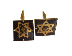 jEWISH STAR OF DAVID MENORAH MENS CUFFLINKS MID CENTURY VINTAGE JEWELRY neocurio - Picture 1 of 6