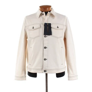 Incotex NWD Cotton Blend Japanese Fabric Jean Jacket Size Large In Ivory Denim - Picture 1 of 15