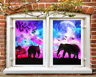 3D Purple Elephant ZHUA624 Window Film Print Sticker Cling Stained Glass UV
