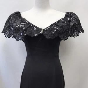 Vintage Size 3 4 Dress Black Sequins Rhinestones Lined Unbranded - Picture 1 of 8