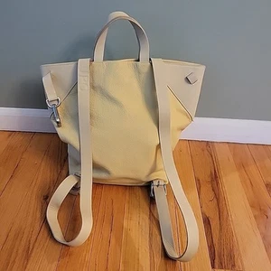 LUPO Amarillo Beige Cuero Bolso Mochila con Cartera - Imagen 1 de 6