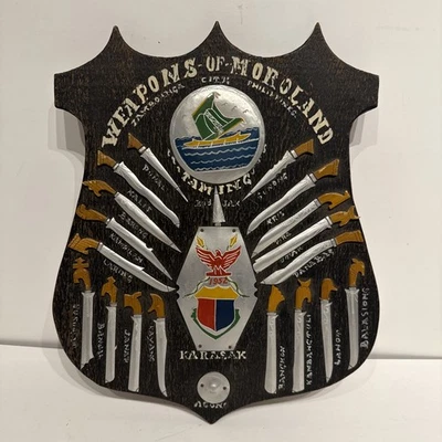 Vintage 1952 Weapons of Moroland Wall Plaque Philippines Circa  13.25" x 10 5/8" - Image 1 of 4