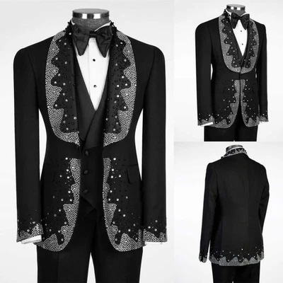 Traje formal de lujo para hombres Blazer moderno de un solo pecho para boda Foto 1 de 4