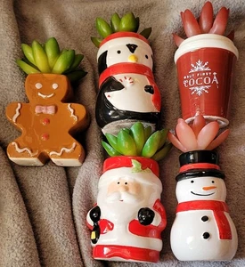 5 Keramik Weihnachten Faux Sukkulenten Schnick Knack Sammlung - Bild 1 von 6