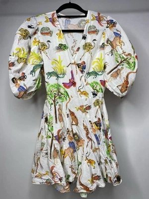 Rhode Resort Rosie Dress Safari Print Women's Small? Animal Mini Wrap Cotton - Image 1 of 4